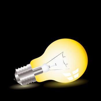 Illustrated light bulb on with bright yellow shadow