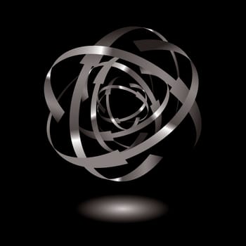 Metal ball with arrow rings and drop shadow