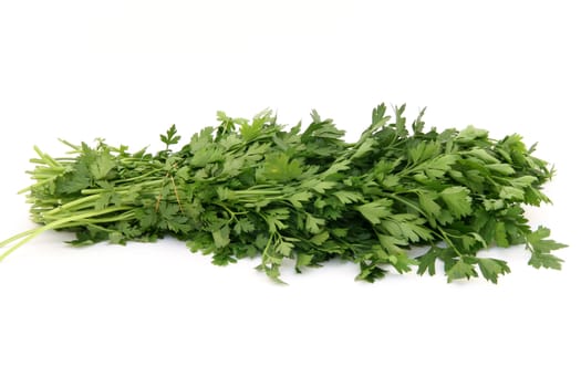 bouquet of fresh parsley isolated on white background