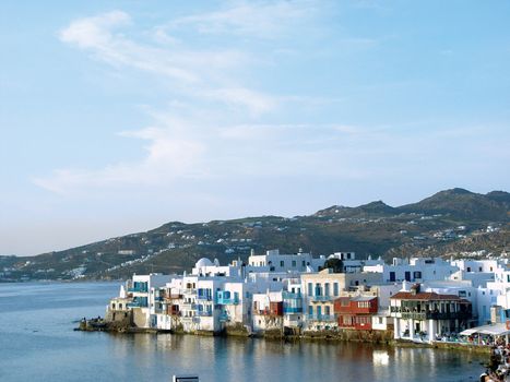 view of little venice at mykonos island cyclades greece travel destinations                               
