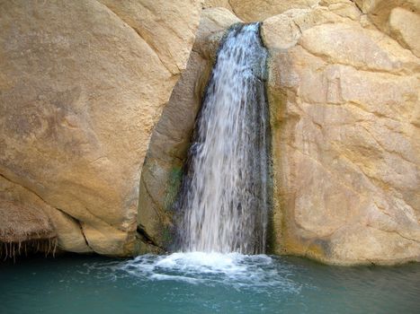 Waterfall in Oasis between the rocks tunisia africa