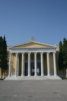 entrance neoclassical building of zapion landmarks of athens greece