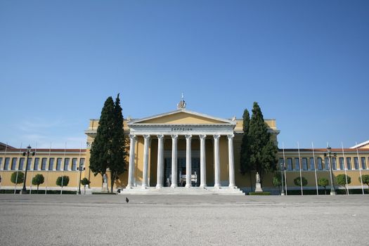 entrance neoclassical building of zapion landmarks of athens greece