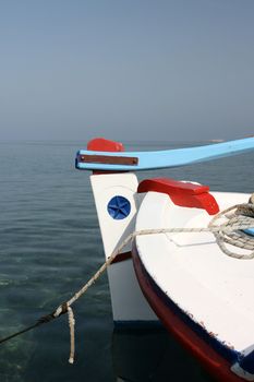 steering from traditional wooden fishing boat detail patmos island greece