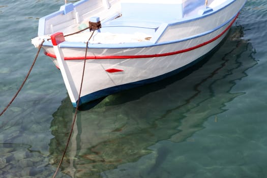 detail from traditional wooden boat moored