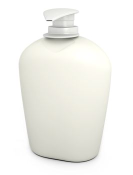 Blank bottle of liquid soap against a white background. 3D rendered image.
