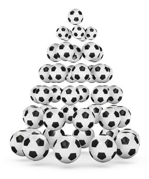 Soccer/football themed christmas tree. 3D rendered illustration.
