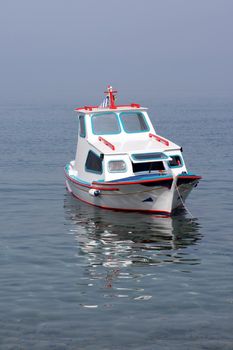 colorful traditional greek small wooden fishing  boat