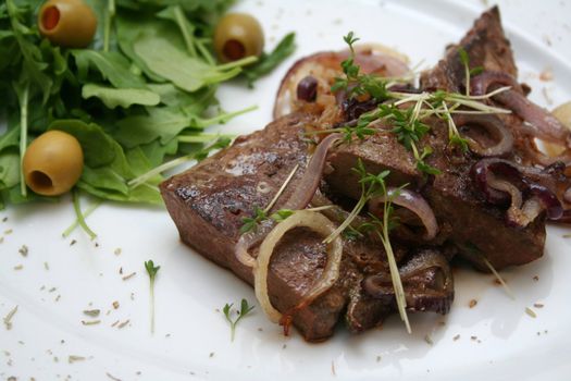 fresh liver and salad