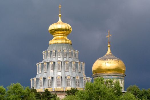 tower and churches in monastery New Jerusalem 

