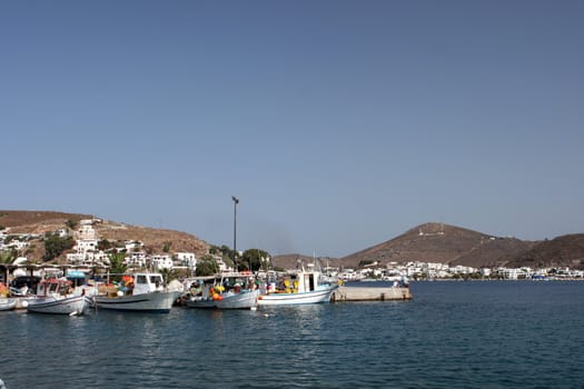 view of skala patmos island dodecanese greece