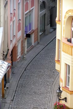 Streets of ancient city, Facades in capital of Estonia Tallinn