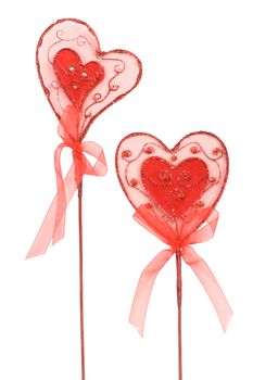 Couple of red hearts for Valentine isolated over white