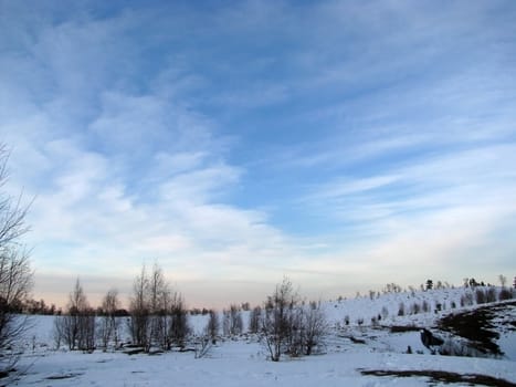 Glade; a meadow; a field; the sky