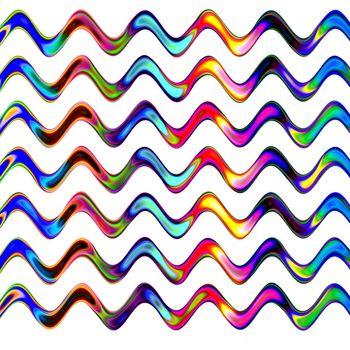 Rainbow colored waves or stripes on a white background.