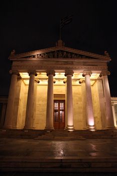 night view academy of athens greece landmarks and architecture