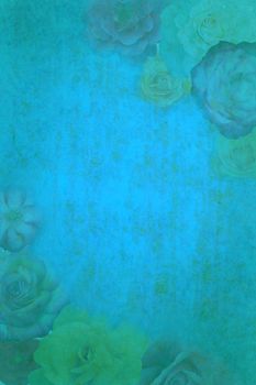 Roses on grunge background with blue tint