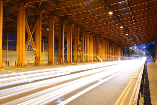 tunnel with car light