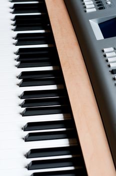 Shot of piano, blacj and white keys
