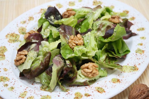 fresh salad with walnuts