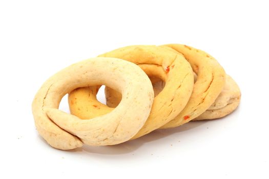 greek traditinal round baked biscuits isolated on white background