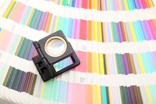 lithography and printing magnifaying glass color samples scale