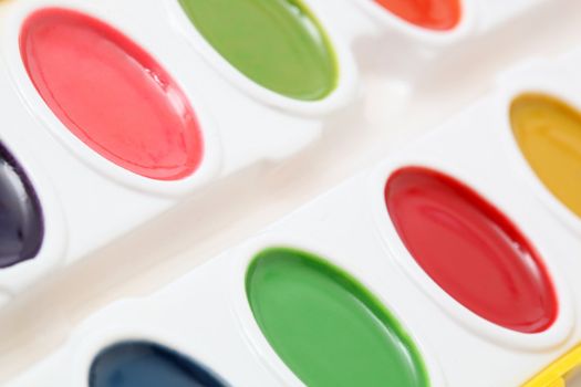 artistic palette variation of watercolors closeup