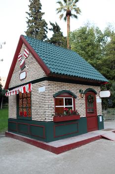 artificial candy house in national park of athens greece for christmas celebration