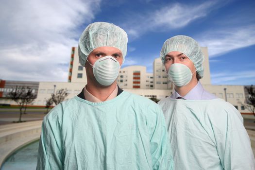 Nurses over white background studio