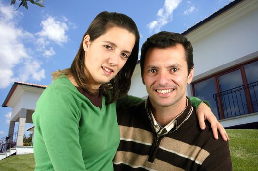 casual young couple in the park