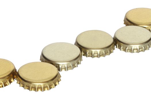 Few bottle caps isolated on white background with clipping path