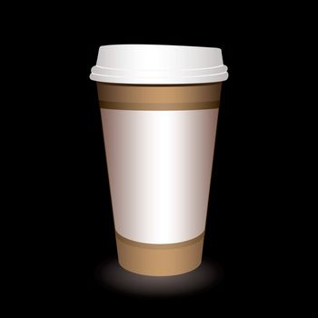 Paper coffee cup with a black background and shadow