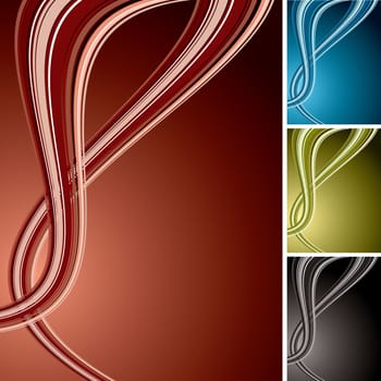 Collection of four coloured background variations with flowing wave design