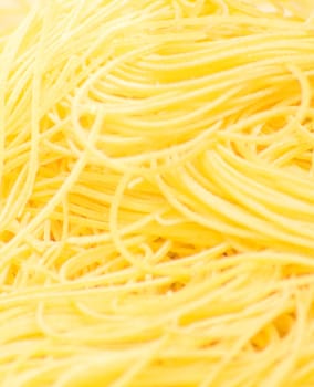 Close up of freshly made raw noodles.