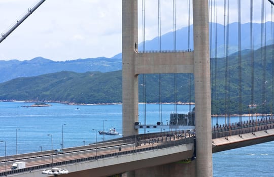 Tsing Ma Bridge in Hong Kong. 