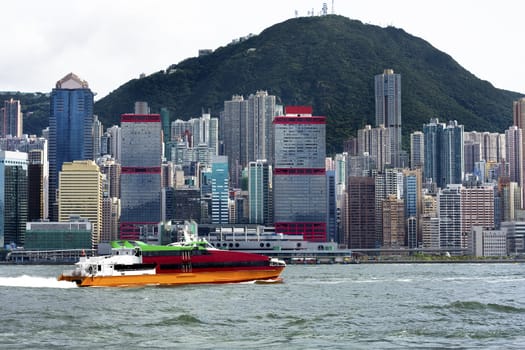 ferry fast moving in hong kong