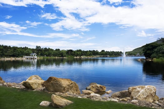 lake in deep forest 