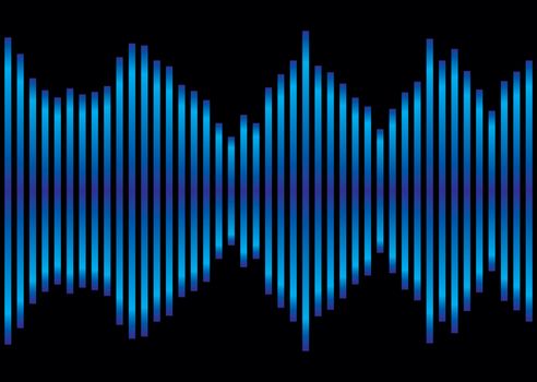 Music inspired blue and black background equaliser with sound peaks