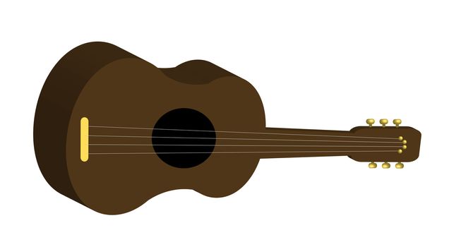 illustration of brown guitar on white background