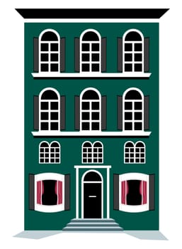 illustration of city apartment building on white