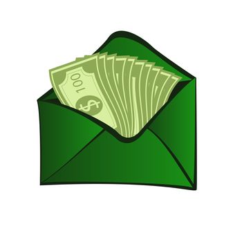 Web icon with money on envelope