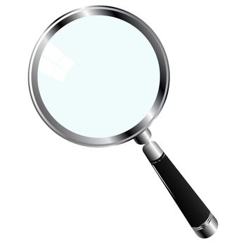 illustration of a magnifying glass over white background