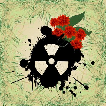 Abstract grunge background with nuclear hazzard sign