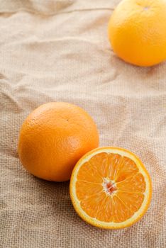 Oranges of edible snack, fresh fruit on table.