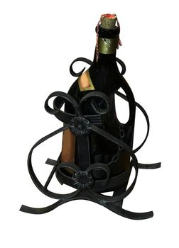 Wine Bottle in Holder isolated with clipping path