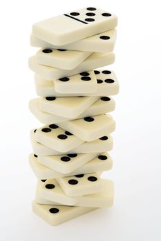 Tower from bones of a dominoes with black points