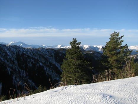 The main Caucasian ridge, rocks; a relief