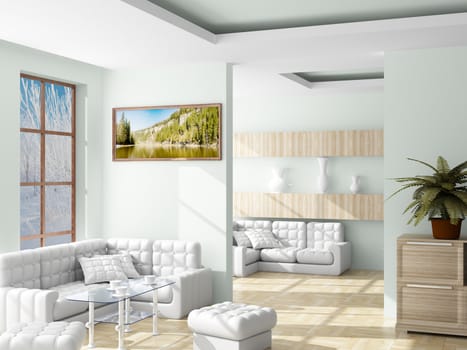 Interior of a living room. 3D image.