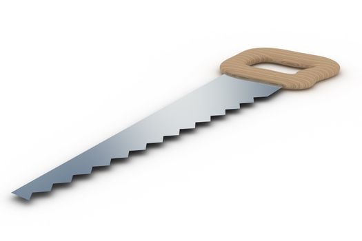 Saw on a white background. Tool. Isolated 3D image