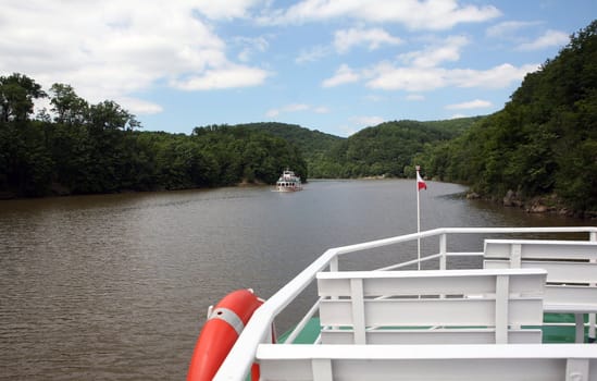 Landscape view from boat on the river